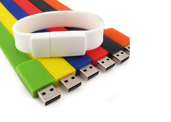 China Portable Silicone Bracelet USB Flash Drive Colorful With Customized Logo supplier